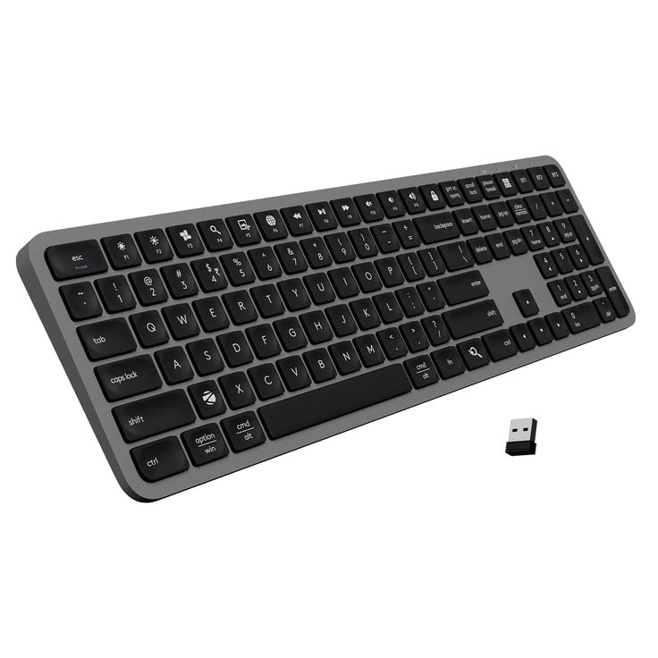 Compact wireless keyboard with USB receiver
